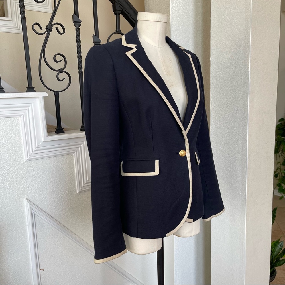 Banana Republic tipped blazer navy blue cream size 4 - Picture 3 of 4